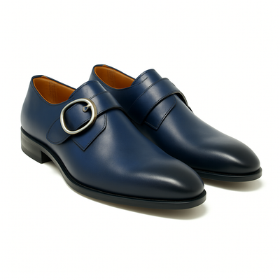 Mens Carrucci Classic Leather Fade Single D-Buckle Monk Strap Dress Shoe in Chestnut 44   - from alligatorwarehouse.com