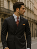 Mens Classic Poplin Double Breasted Suit in Black 3 SO1DPP_BLACK_36S  - from alligatorwarehouse.com