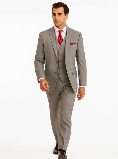 Mens Classic Vested Shiny Sharkskin Suit in Grey 5 5J-9743  - from alligatorwarehouse.com