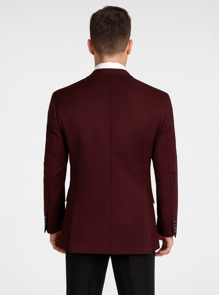 Mens Classic Wool Feel Blazer Sports Coat in Burgundy