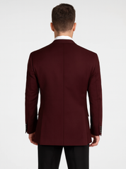 Mens Classic Wool Feel Blazer Sports Coat in Burgundy