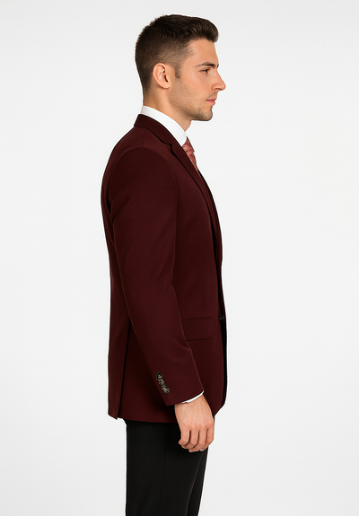 Mens Classic Wool Feel Blazer Sports Coat in Burgundy 3 SO1B-TR_BURGUNDY_XS  - from alligatorwarehouse.com