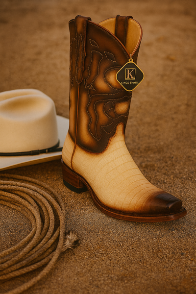 King Exotic Men's Caiman Belly Snip Toe Boots 27 -01  - from alligatorwarehouse.com