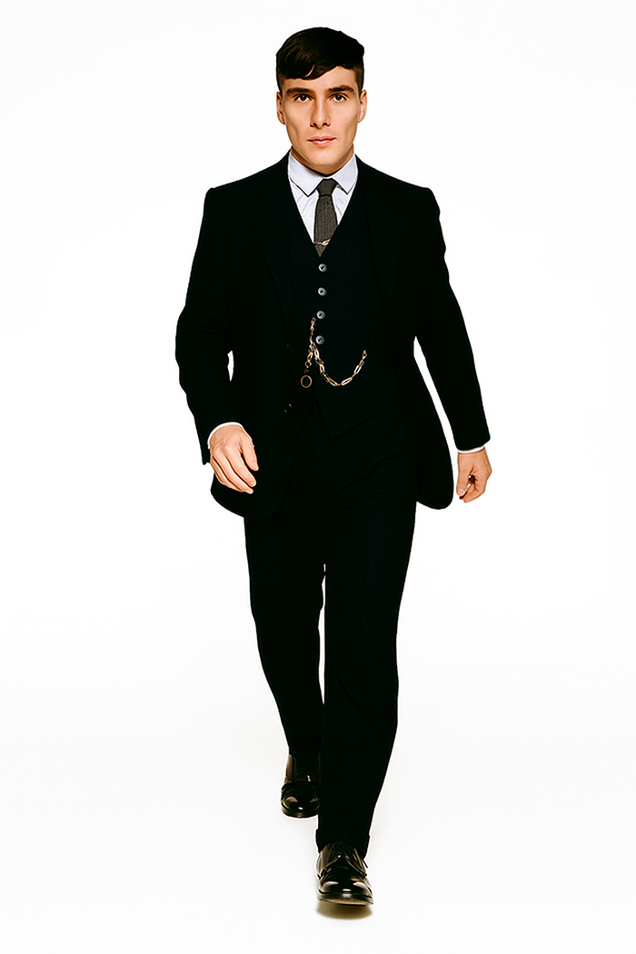 Mens Costume Thomas Shelby Vested Suit & Overcoat