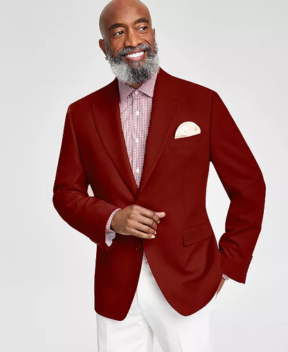 Mens Crimson Red Blazer – Classic Two-Button Wedding, Church, Business & Smart-Casual Sport Coat