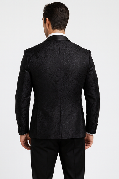 Classic Black Floral Lace Tuxedo with Vest – Modern Men’s Wedding Suit 2   - from alligatorwarehouse.com