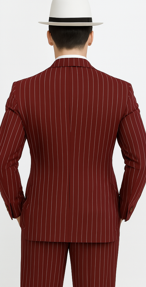 Mens Double Breasted Gangster Pinstripe Six Button Suit in black 6   - from alligatorwarehouse.com