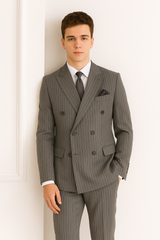 Mens Double Breasted Gomez Addams | Addams Family Costume in Charcoal Grey Pinstripe