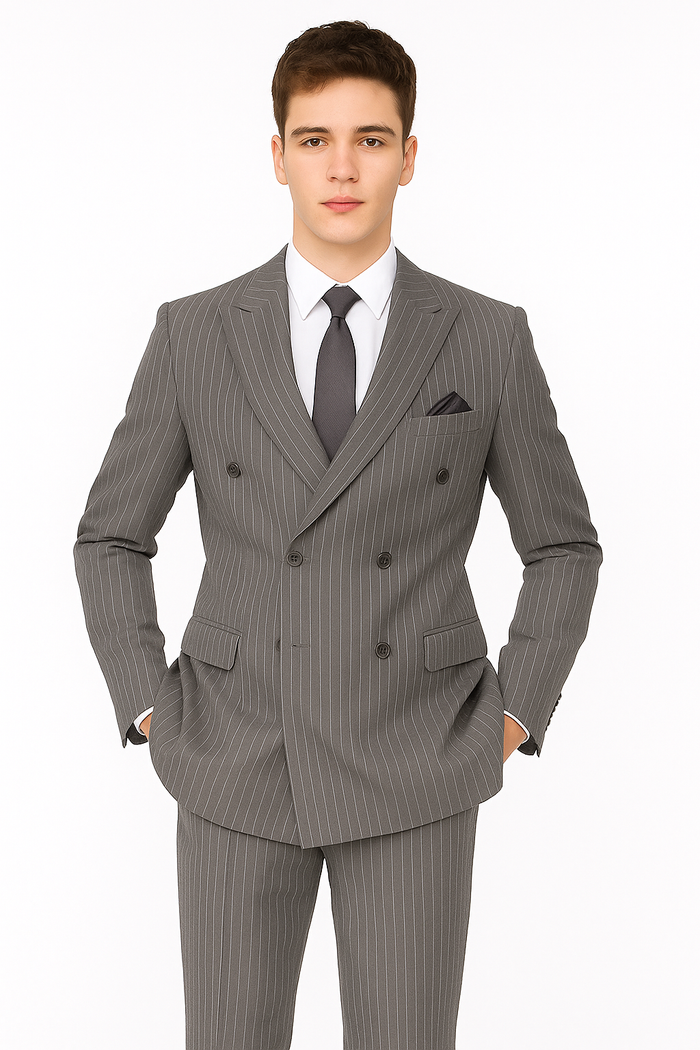 Mens Double Breasted Gomez Addams | Addams Family Costume in Charcoal Grey Pinstripe