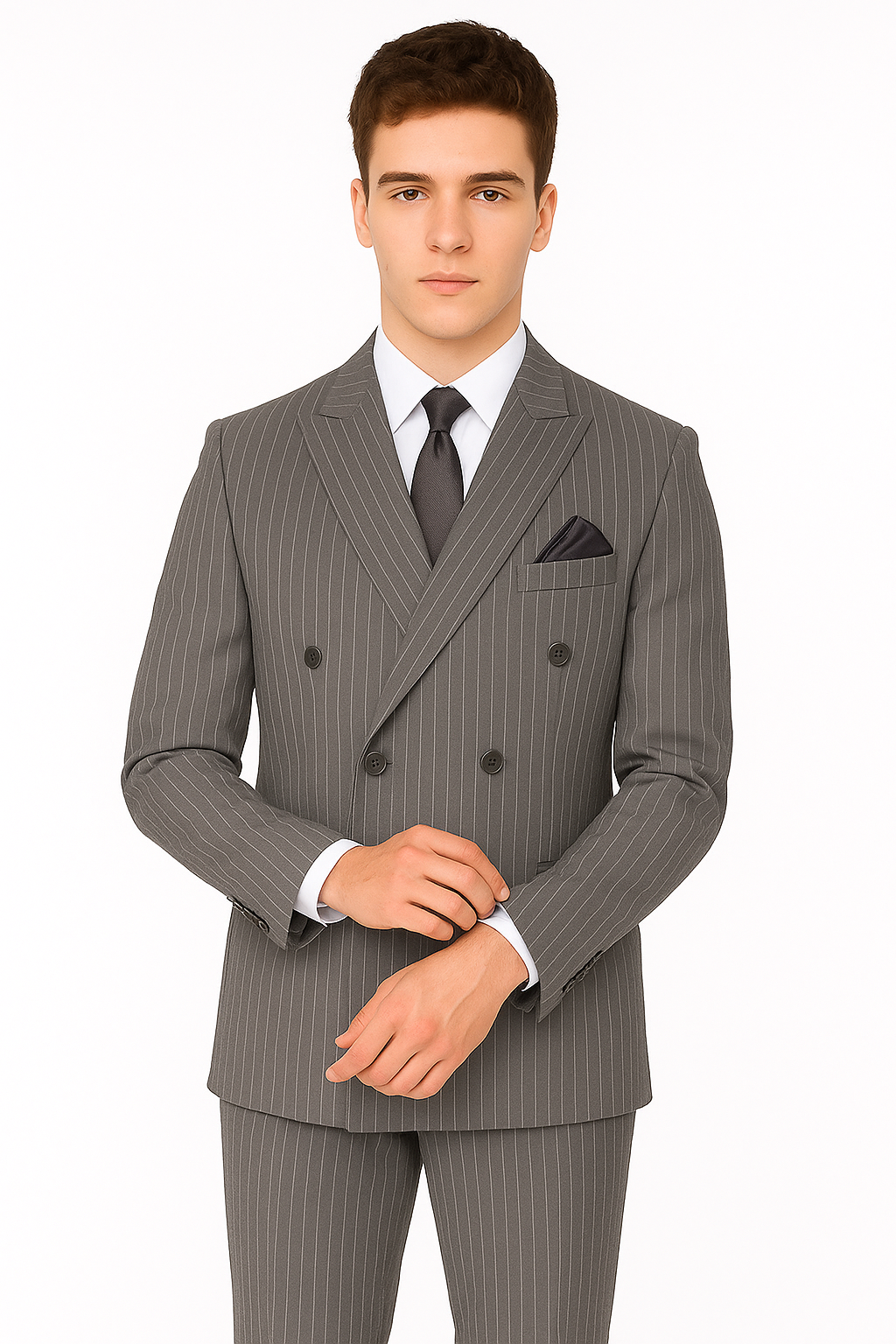Mens Double Breasted Gomez Addams | Addams Family Costume in Charcoal Grey Pinstripe