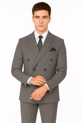 Mens Double Breasted Gomez Addams | Addams Family Costume in Charcoal Grey Pinstripe