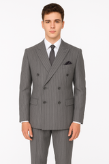 Mens Double Breasted Gomez Addams | Addams Family Costume in Charcoal Grey Pinstripe