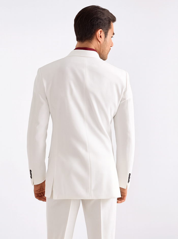 Mens Double Breasted Rayon Fabric Dress Blazer in White