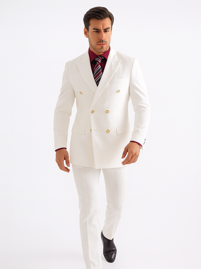 Mens Double Breasted Poplin Dress Blazer in White 5 SO1Z-DPP_WHITE_XS  - from alligatorwarehouse.com