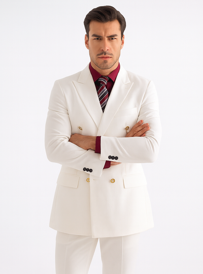 Mens Double Breasted Poplin Dress Blazer in White 3 SO1Z-DPP_WHITE_XS  - from alligatorwarehouse.com