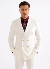 Mens Double Breasted Poplin Dress Blazer in White