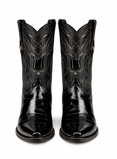 Mens Eel Black Pointy Mexican Boots