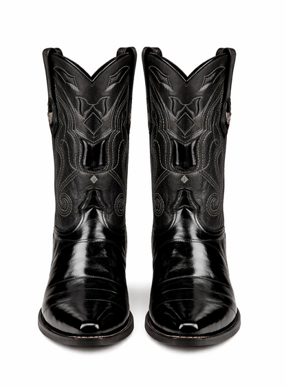 Mens Eel Black Pointy Mexican Boots