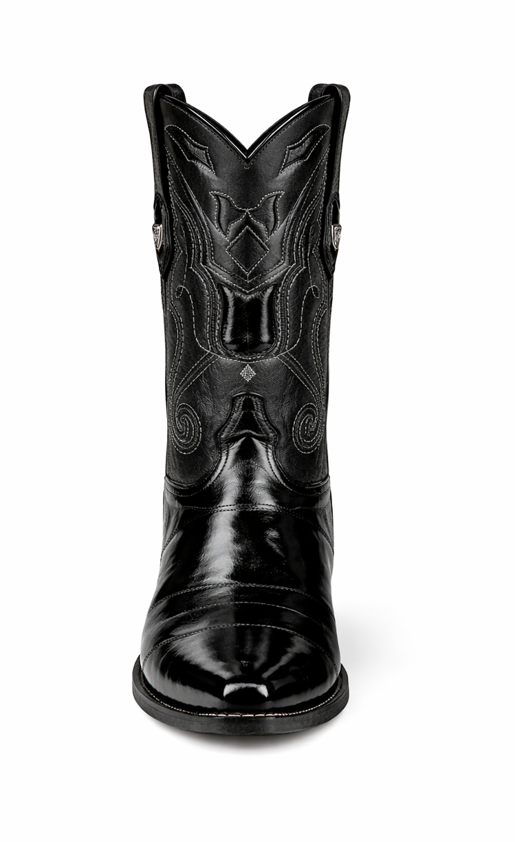 Mens Eel Black Pointy Mexican Boots