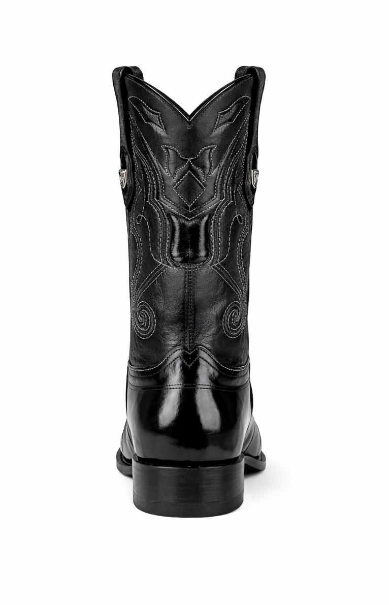 Mens Eel Black Pointy Mexican Boots