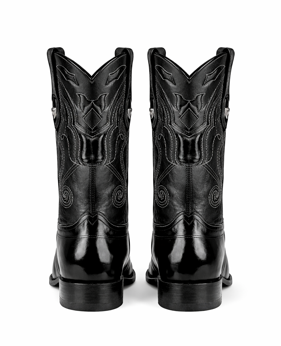 Mens Eel Black Pointy Mexican Boots
