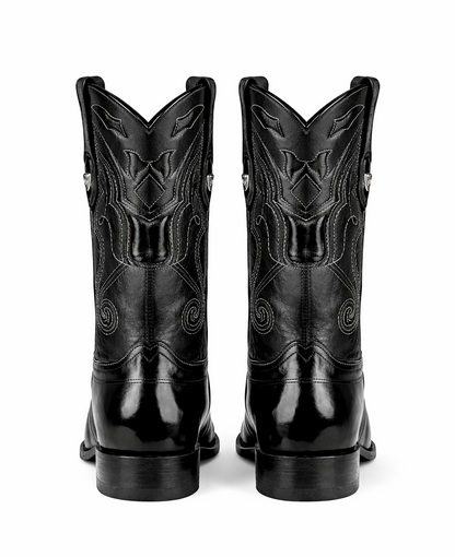 Mens Eel Black Pointy Mexican Boots