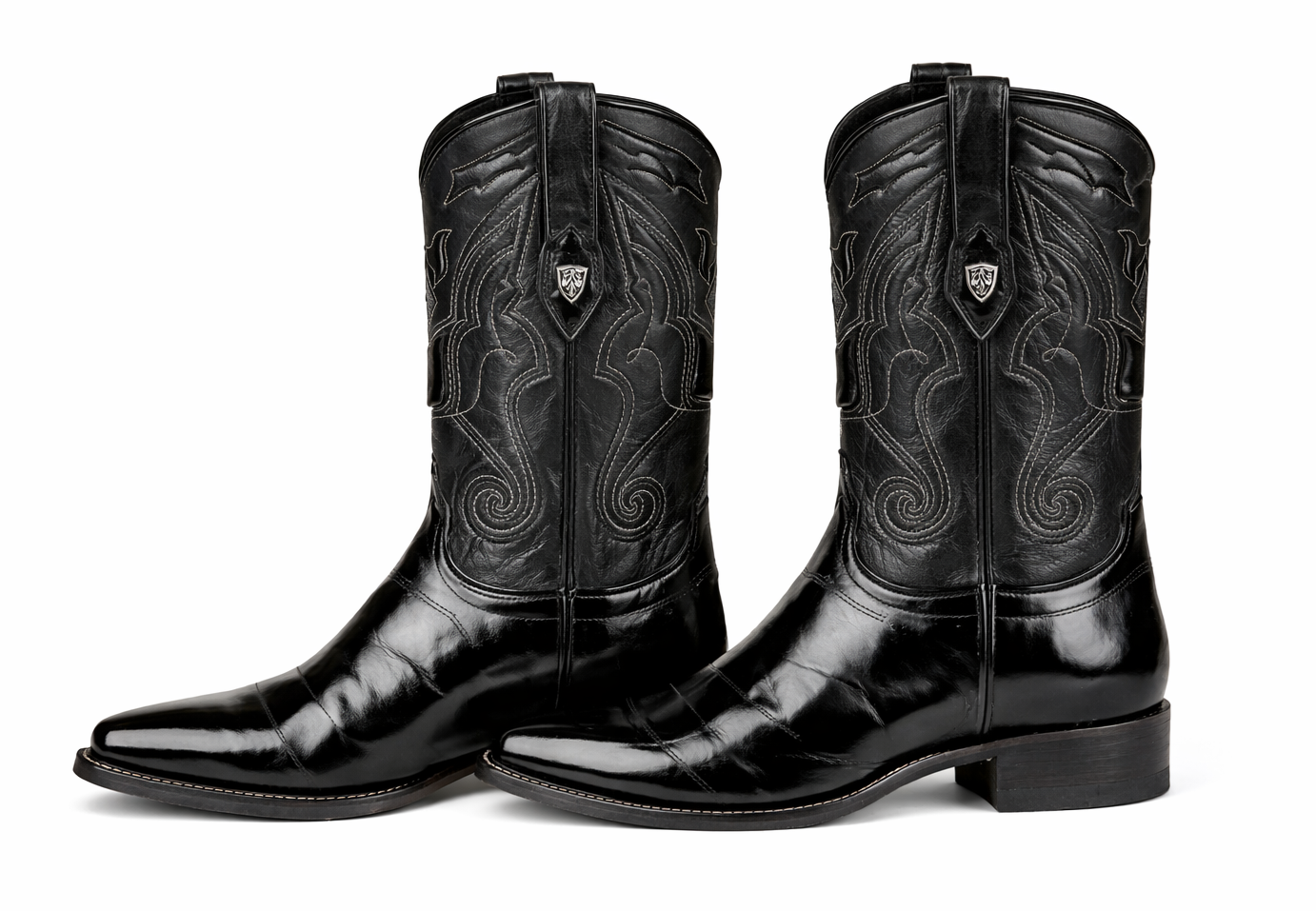 Mens Eel Black Pointy Mexican Boots