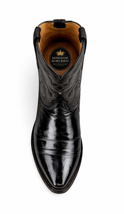 Mens Eel Black Pointy Mexican Boots