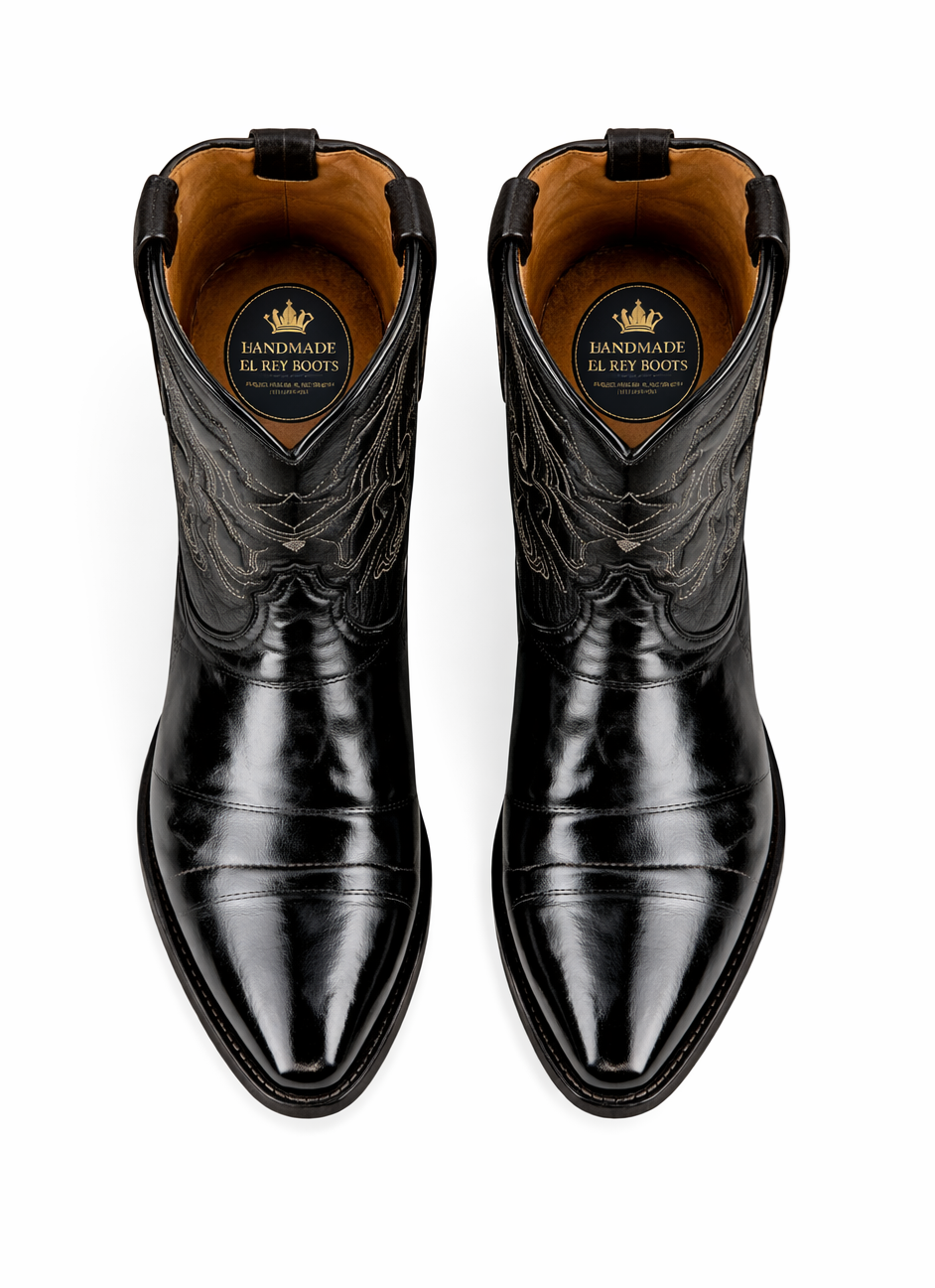 Mens Eel Black Pointy Mexican Boots
