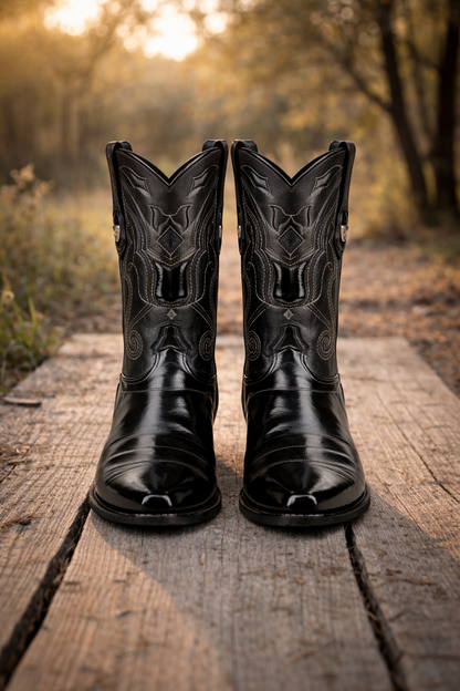 Mens Eel Black Pointy Mexican Boots