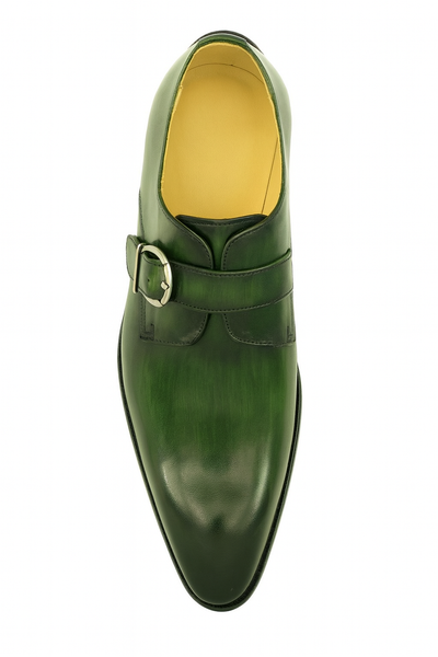 Mens Carrucci Classic Leather Fade Single D-Buckle Monk Strap Dress Shoe in Chestnut 32   - from alligatorwarehouse.com