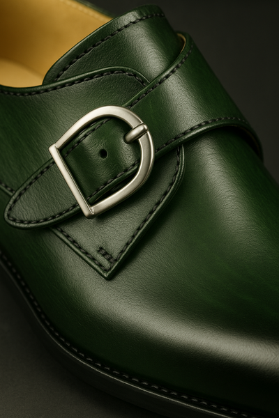 Mens Carrucci Classic Leather Fade Single D-Buckle Monk Strap Dress Shoe in Chestnut 35   - from alligatorwarehouse.com