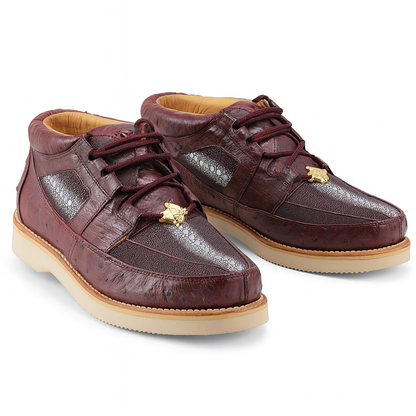 Los Altos Casual Burgundy Genuine Stingray / Ostrich Shoes