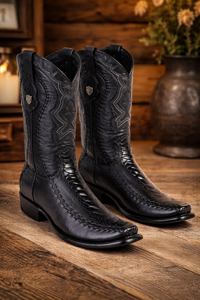 Men's Wild West Ostrich Leg with Deer Dubai Toe Boots 279F05