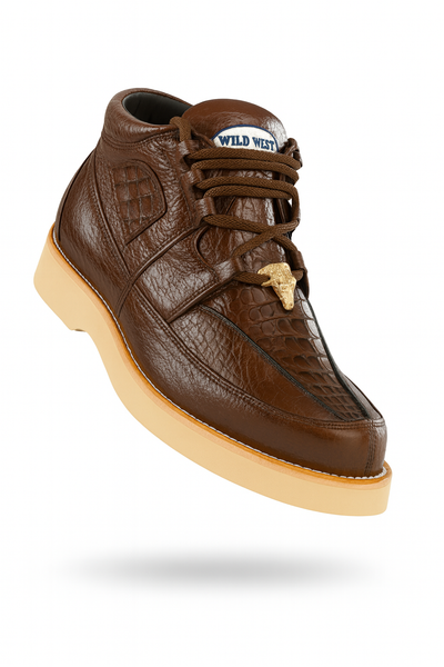 Men's Wild West Boots Caiman and Smooth Ostrich Skin Shoe 2ZA052807 3 2ZA052807-060  - from alligatorwarehouse.com