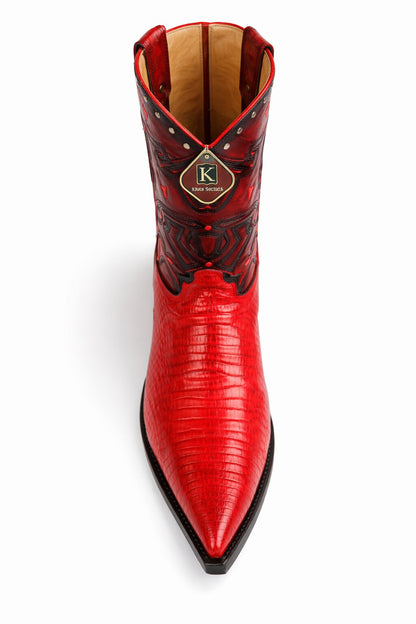 Men's King Exotic Boots Teju Lizard 3x Toe Red (495vf0712)
