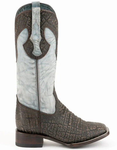 Men's Ferrini Acero Elephant Print Boots Handcrafted Black 5 12093-04-080-D  - from alligatorwarehouse.com