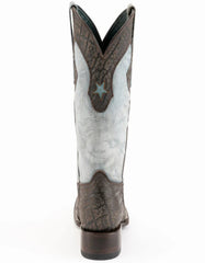 Men's Ferrini Acero Elephant Print Boots Handcrafted Black