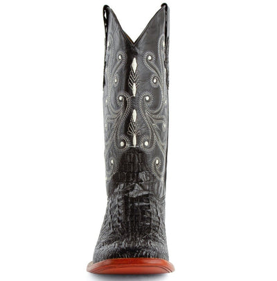 Men's Ferrini Caiman Crocodile Print Boots Handcrafted Black 6   - from alligatorwarehouse.com