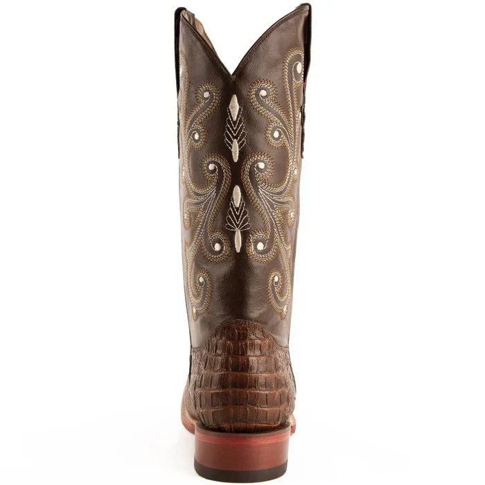 Men's Ferrini Caiman Crocodile Print Boots Handcrafted Rust 1   - from alligatorwarehouse.com
