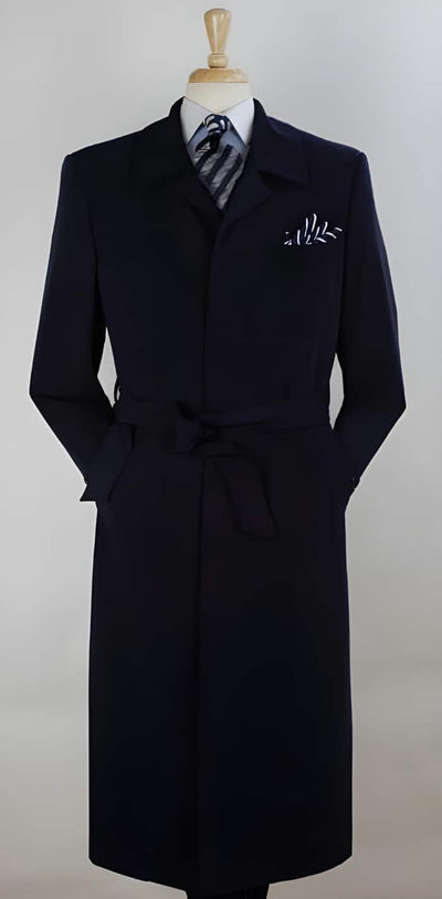 Mens Full Length Length Top Coat - Navy