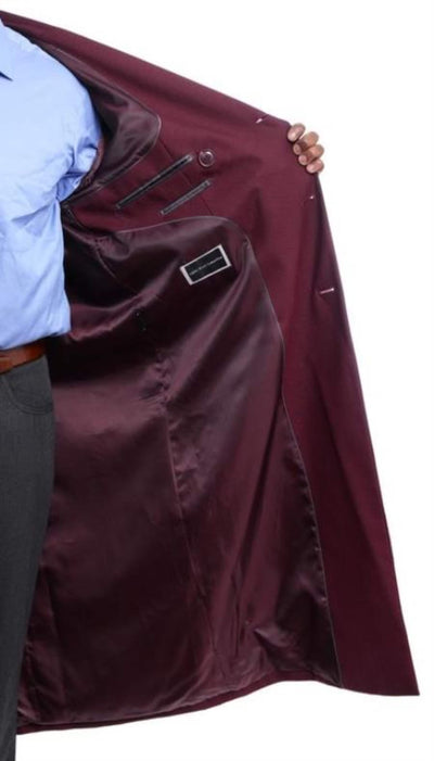 Mens Full Length Overcoat Burgundy Wool Double Breasted Trench Coat 3   - from alligatorwarehouse.com