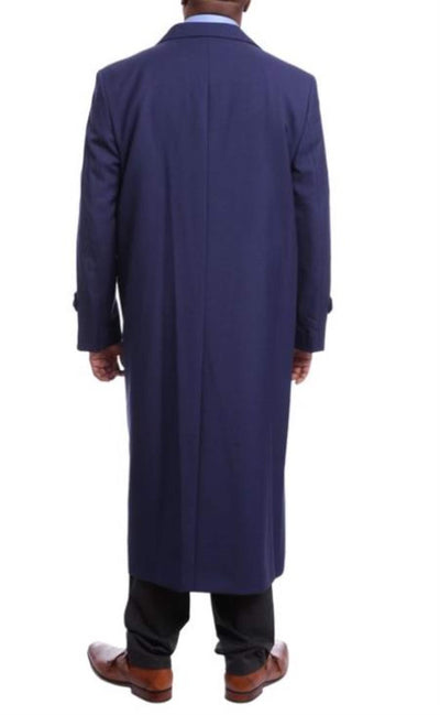 Mens Full Length Overcoat Navy Blue Wool Double Breasted Trench Coat 3   - from alligatorwarehouse.com