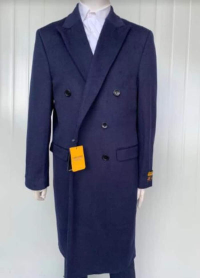 Mens Full Length Wool and Cashmere Overcoat - Winter Topcoats - Blue Coat 1   - from alligatorwarehouse.com