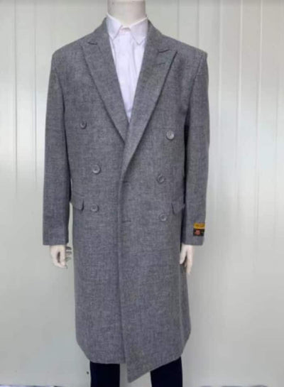 Mens Full Length Wool and Cashmere Overcoat - Winter Topcoats - Grey Coat 1   - from alligatorwarehouse.com