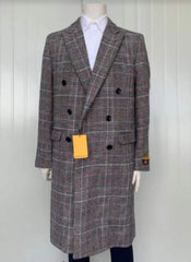 Mens Full Length Wool and Cashmere Overcoat - Winter Topcoats - Multi Coat