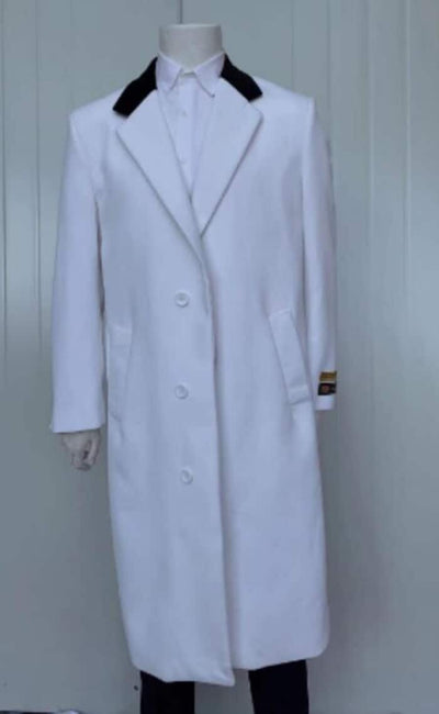 Mens Full Length Wool and Cashmere Overcoat - Winter Topcoats - White Coat 1   - from alligatorwarehouse.com