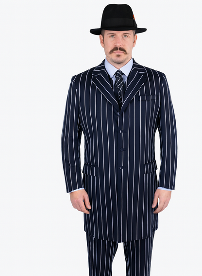 Mens Gangster Zoot Suit in 3 Colors  Chalk Stripe - Black and Red - Black and Gold - Black and White