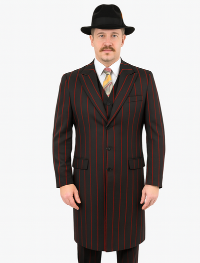 Mens Gangster Zoot Suit in 3 Colors  Chalk Stripe - Black and Red - Black and Gold - Black and White 7 Zoot-200  - from alligatorwarehouse.com