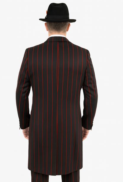 Mens Gangster Zoot Suit in 3 Colors  Chalk Stripe - Black and Red - Black and Gold - Black and White